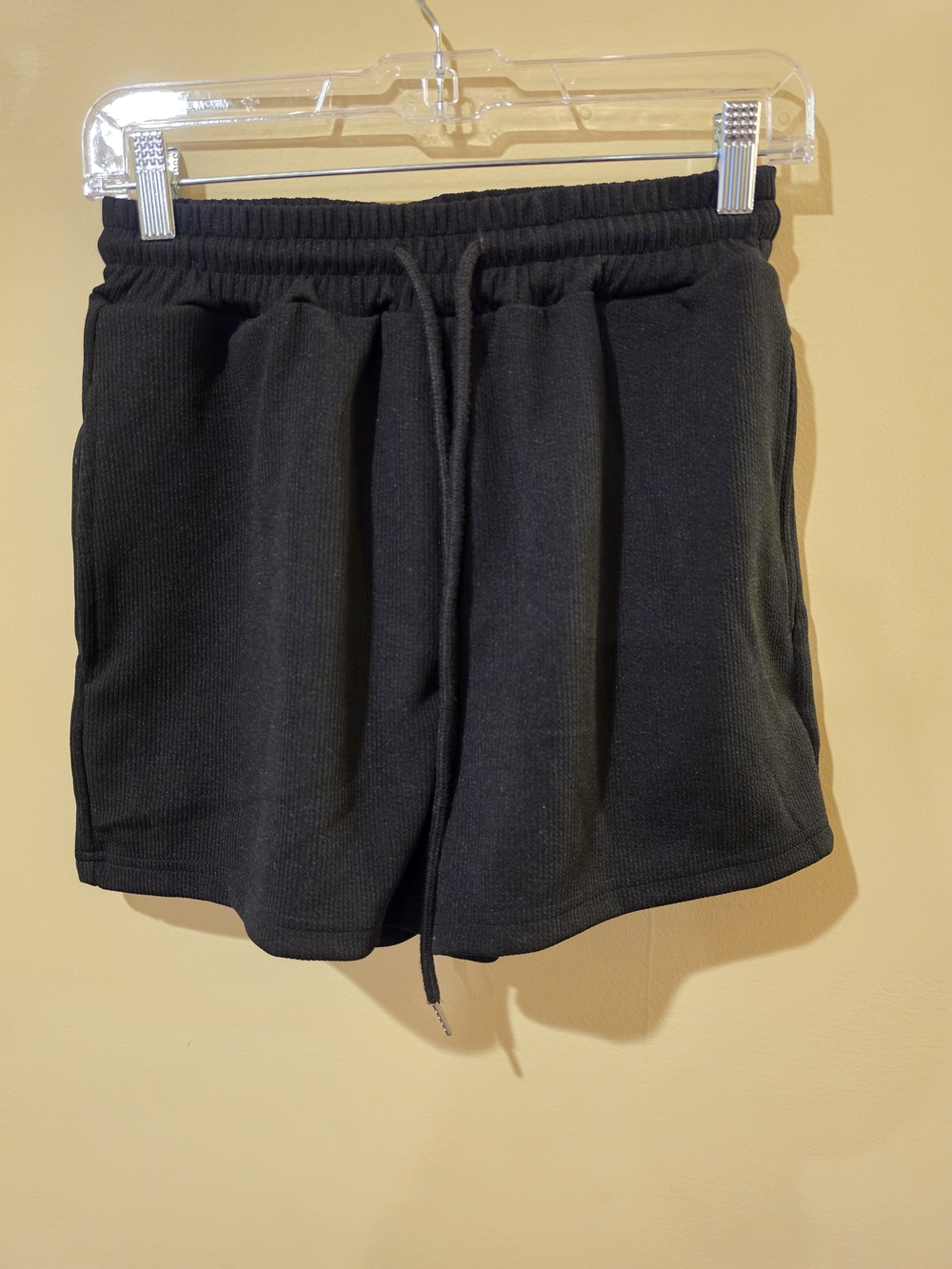 Shein Black Ribbed Women's Drawstring Shorts